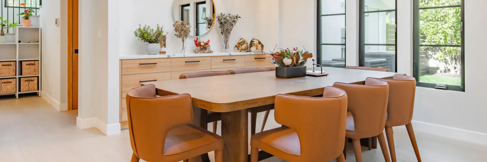 Finished dining area from a PMK Development new-construction project in La Cañada Flintridge