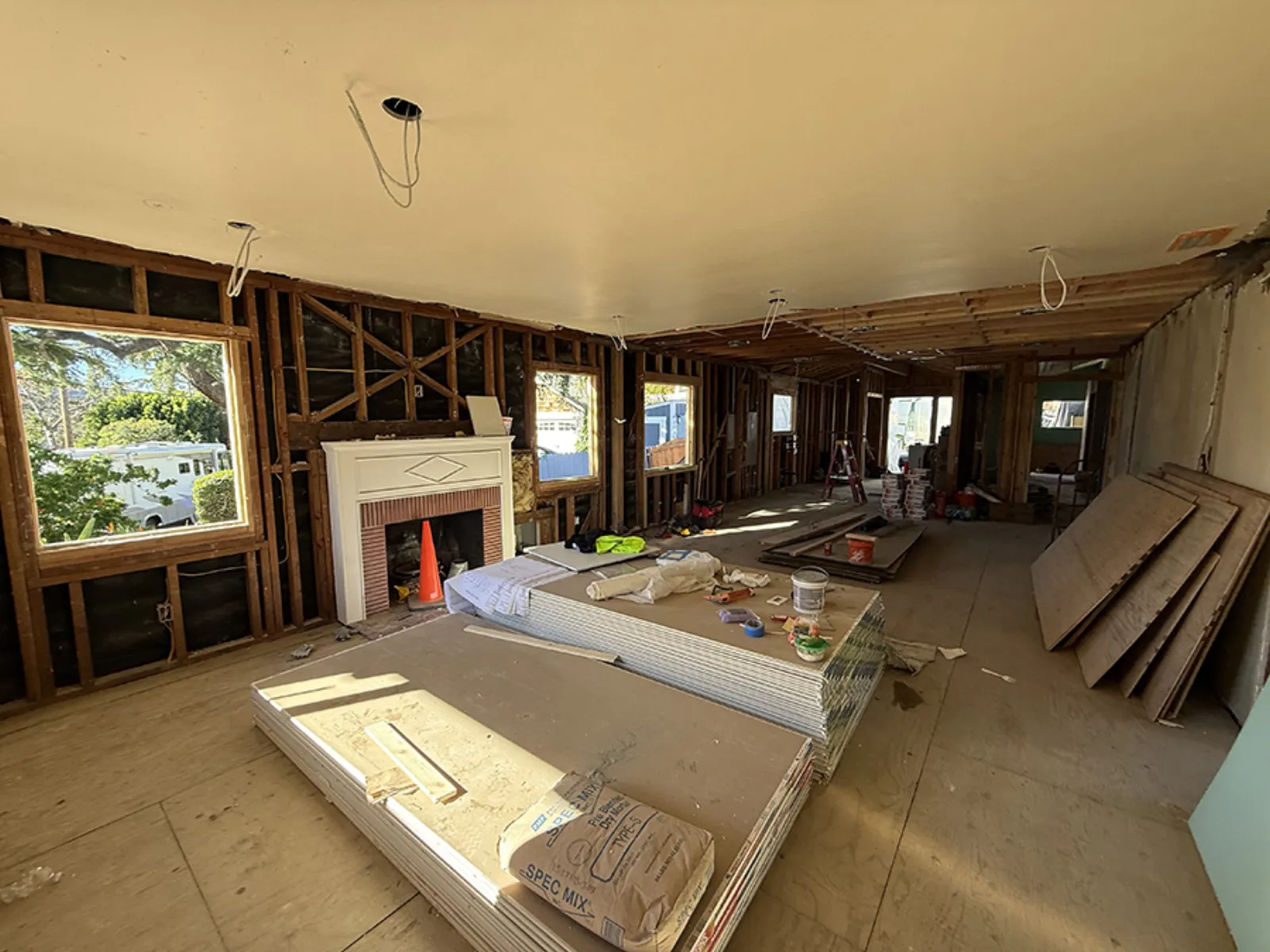Franklin residence addition, living area opened up during the remodel, La Crescenta