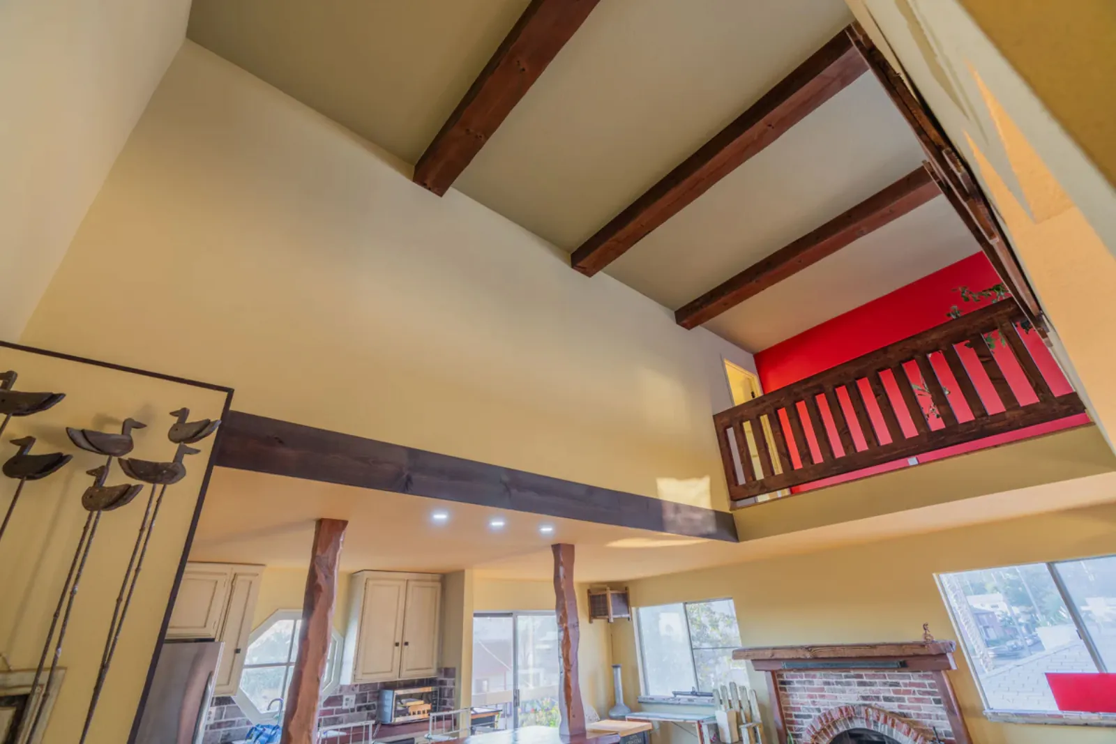 Harvard Ave remodel, vaulted ceiling connecting the kitchen and loft, Los Angeles