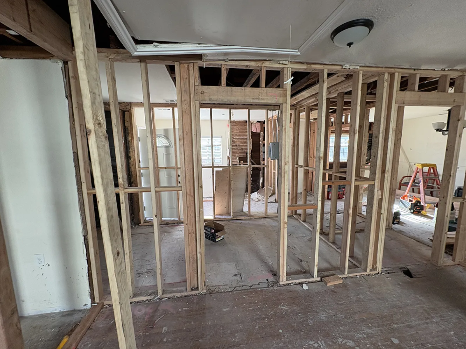 Hobart Blvd remodel, wall framing in progress, Los Angeles