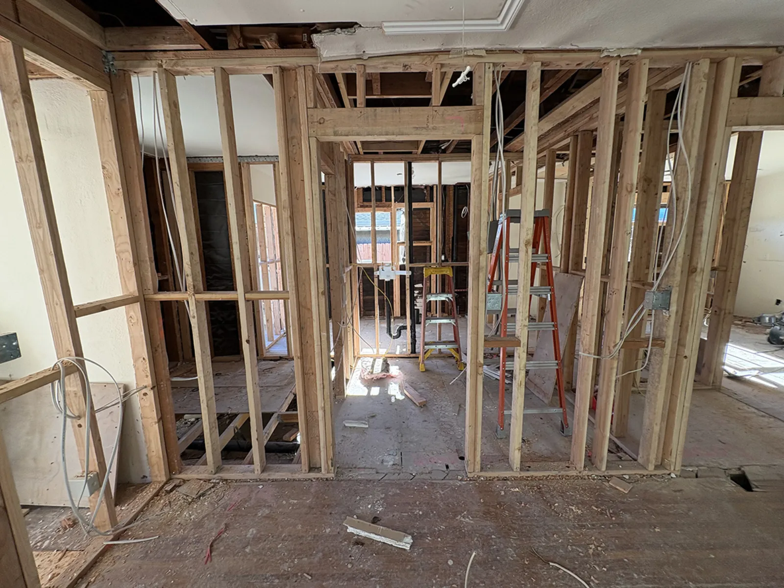 Hobart Blvd remodel, framing in progress with the new layout taking shape, Los Angeles